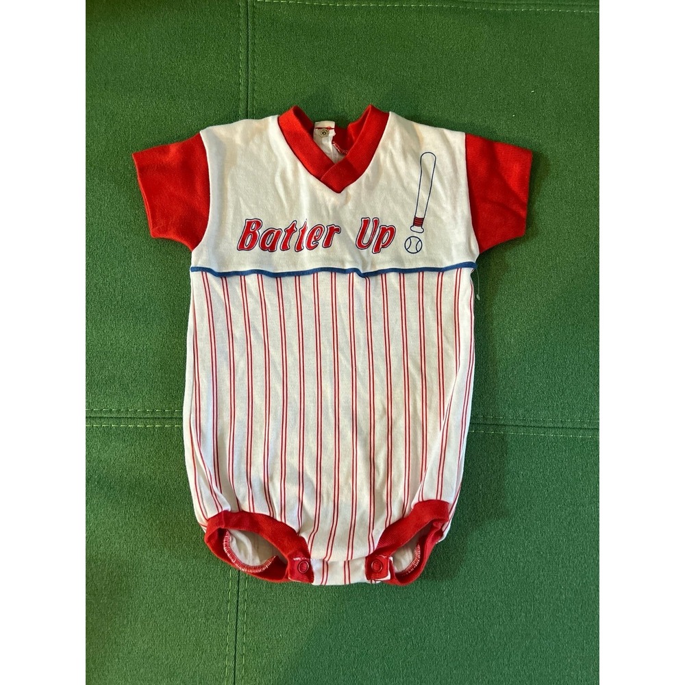 Vtg Made in USA Carter's Baby Boy Onesie Shorts White Red size 24 Months